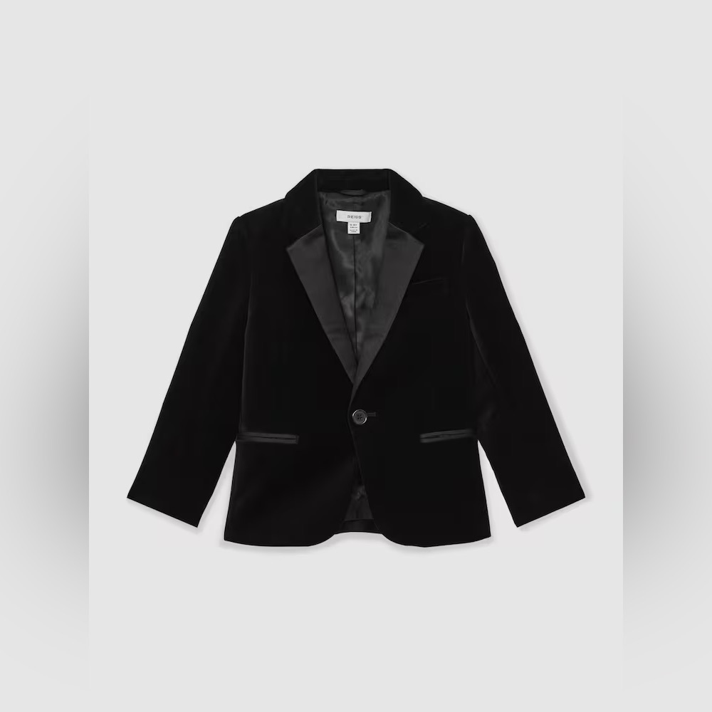 Kids Velvet Tuxedo Blazer in Black (7/8) - Picture 8 of 9